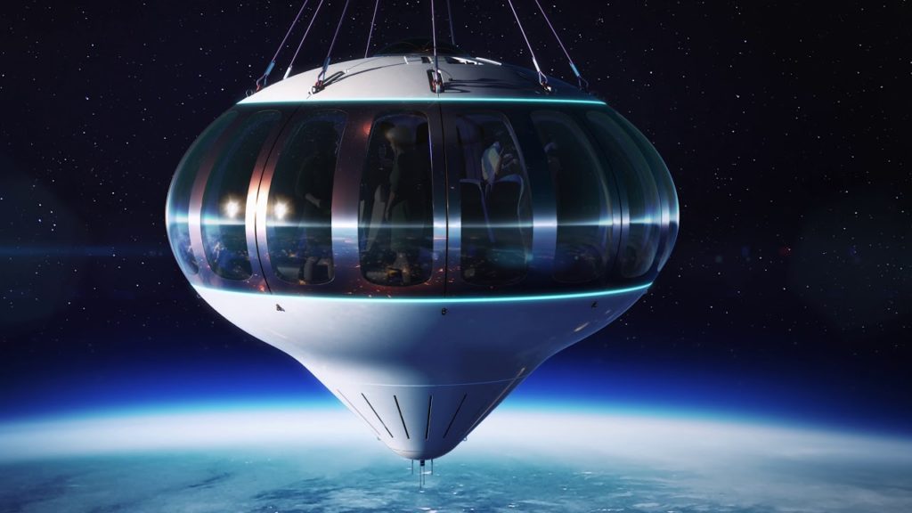 Spaceship Neptune uses a balloon to take tourists to distant shores ...