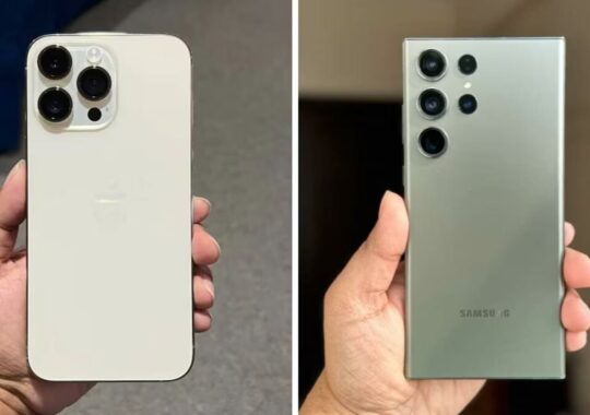 Cameras Of The Samsung Galaxy S23 Ultra And IPhone 15 Pro Max Are Compared.